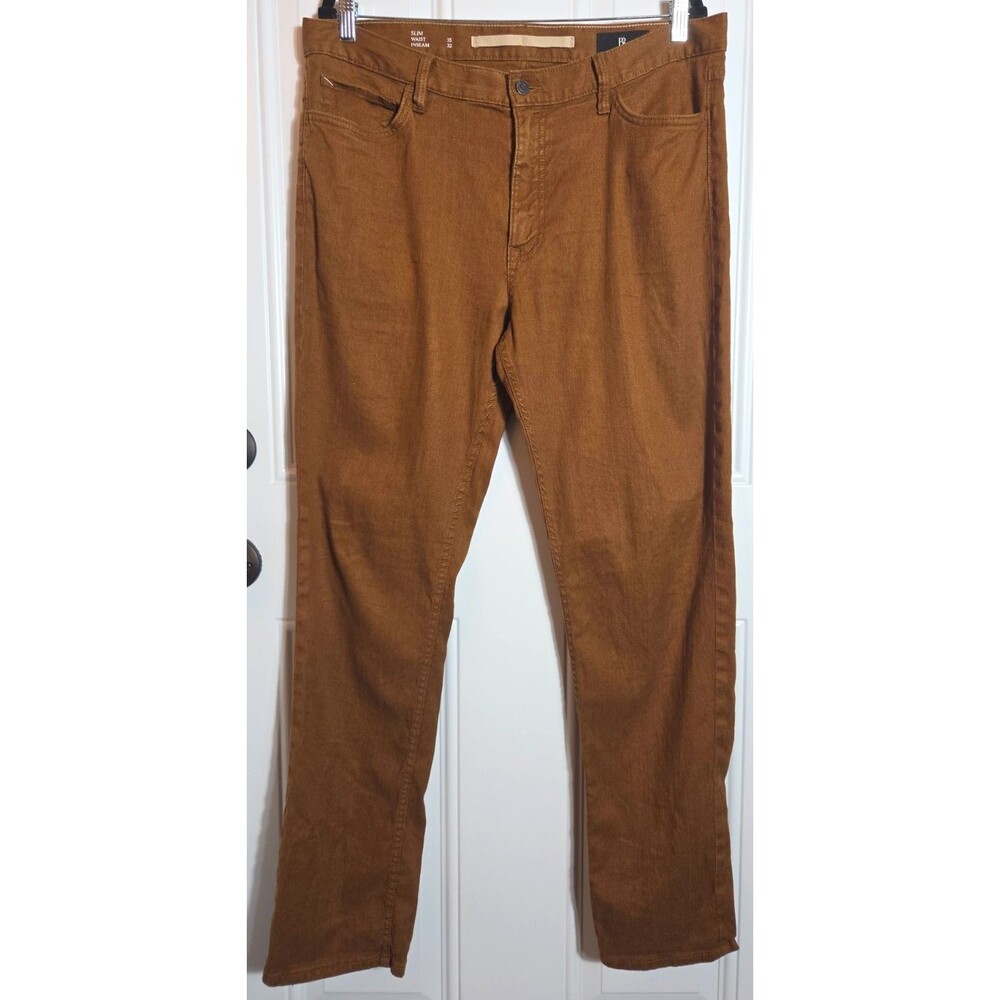 Banana Republic Mens Slim Linen-Cotton Traveler Pants Size 35x32 Toasted Hickory
